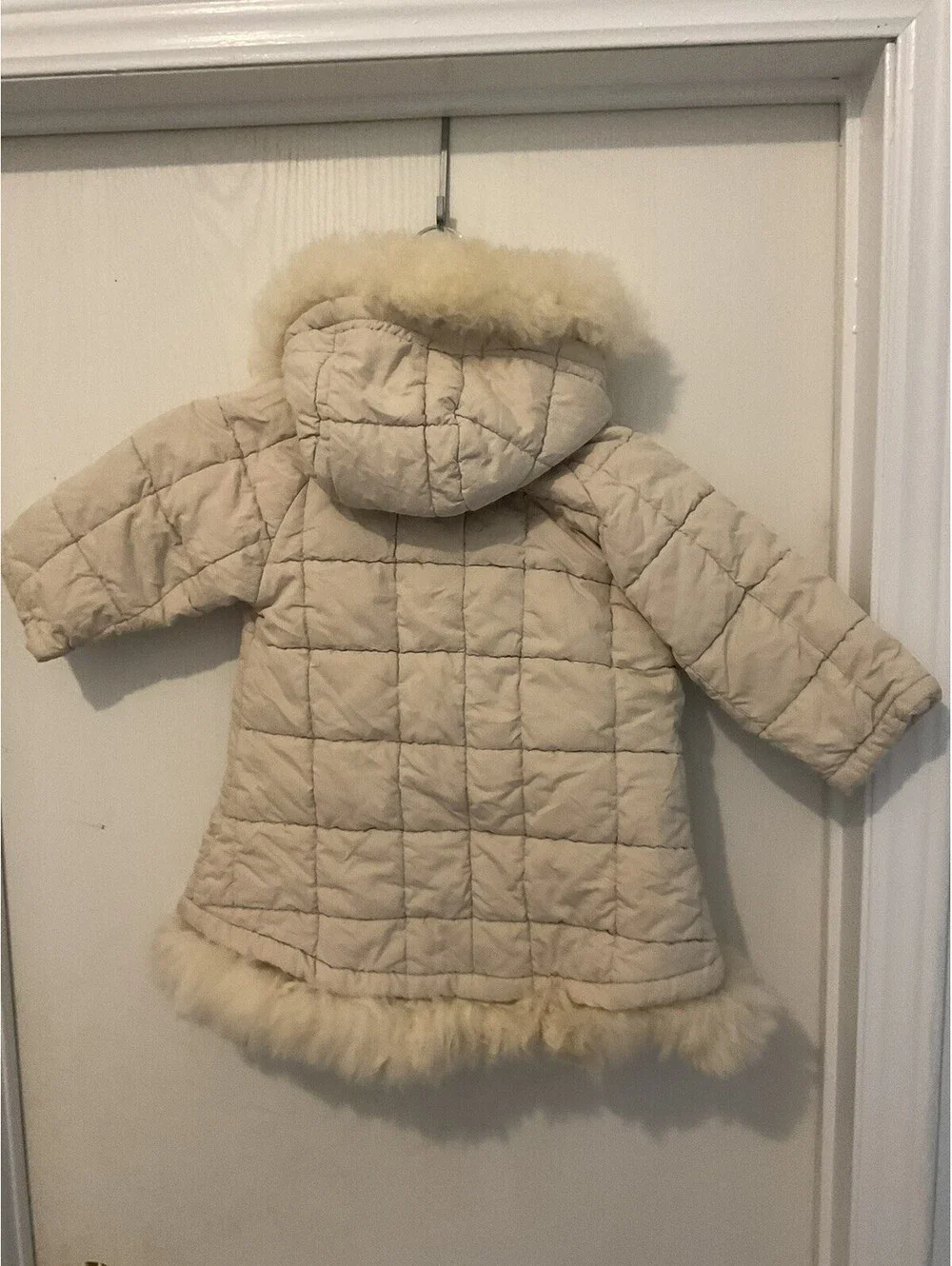 Elle Poupon Vintage Girls Down Jacket Fur Trim Sz Medium